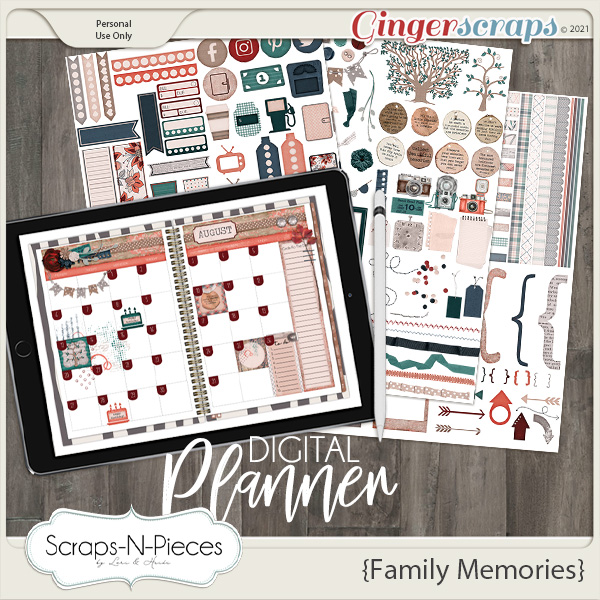 Family Memories Planner Pieces- Scraps N Pieces  