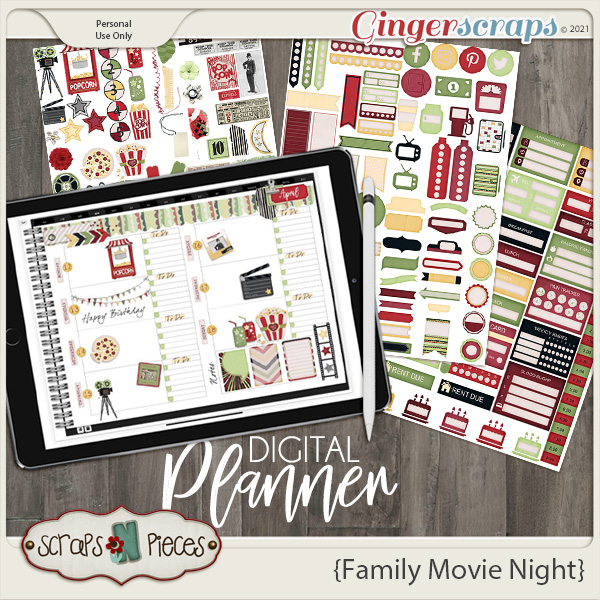 Family Movie Night Planner Pieces- Scraps N Pieces 