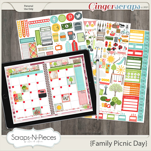 Family Picnic Day Planner Pieces - Scraps N Pieces  
