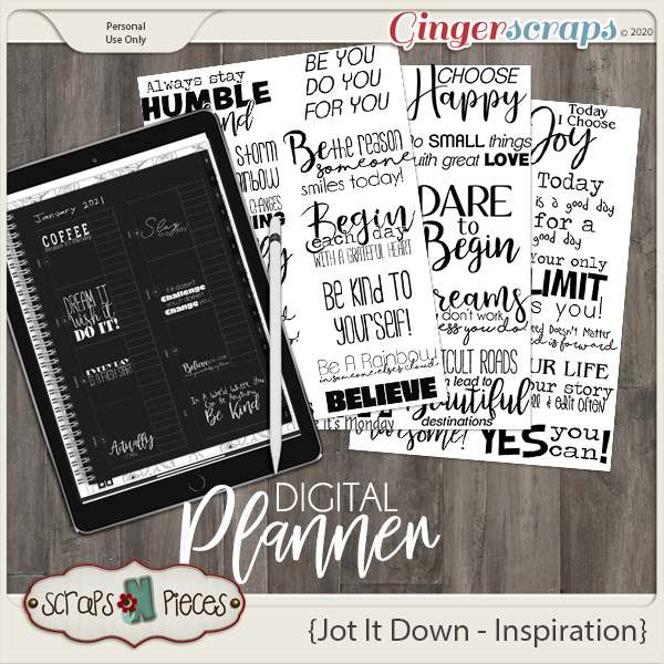 Jot It Down Inspirational Planner Pieces - Scraps N Pieces