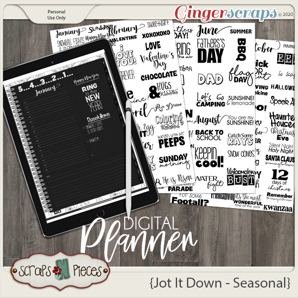 Jot It Down Seasonal Planner Word Art - Scraps N Pieces