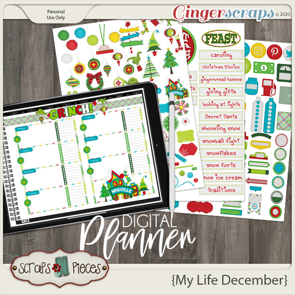 My Life December Planner Pieces - Scraps N Pieces