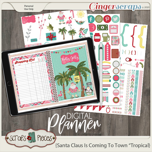 Santa Claus is Coming to Town Tropical Planner Pieces - Scraps N Pieces 