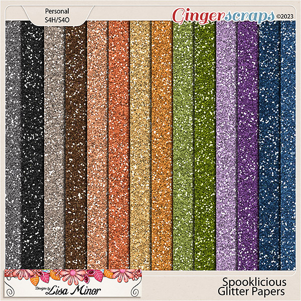 Spooklicious Glitter Papers from Designs by Lisa Minor
