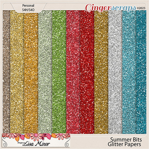 Summer Bits Glitter Papers from Designs by Lisa Minor