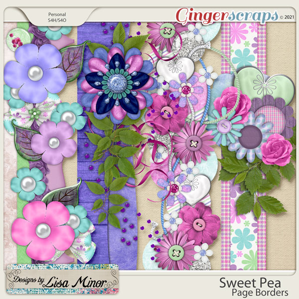 Sweet Pea Page Borders from Designs by Lisa Minor