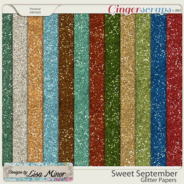 Sweet September Glitter Papers from Designs by Lisa Minor