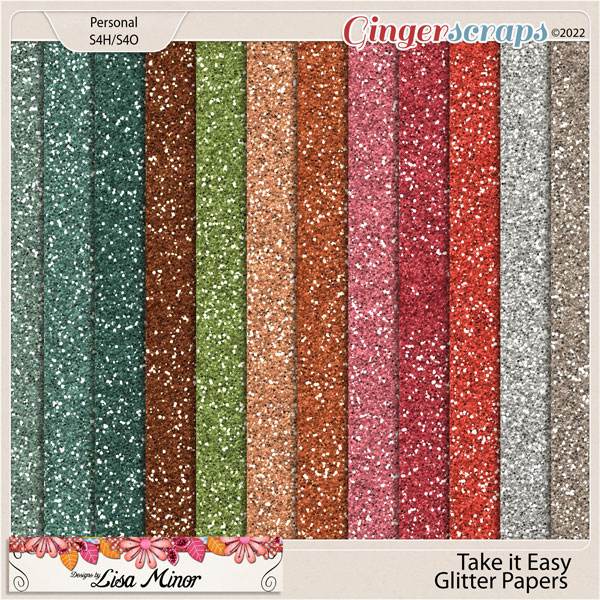 Take it Easy Glitter Papers from Designs by Lisa Minor