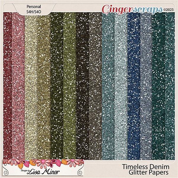Timeless Denim Glitter Papers from Designs by Lisa Minor