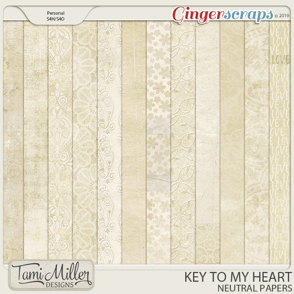 Key to my Heart Neutral Papers by Tami Miller Designs
