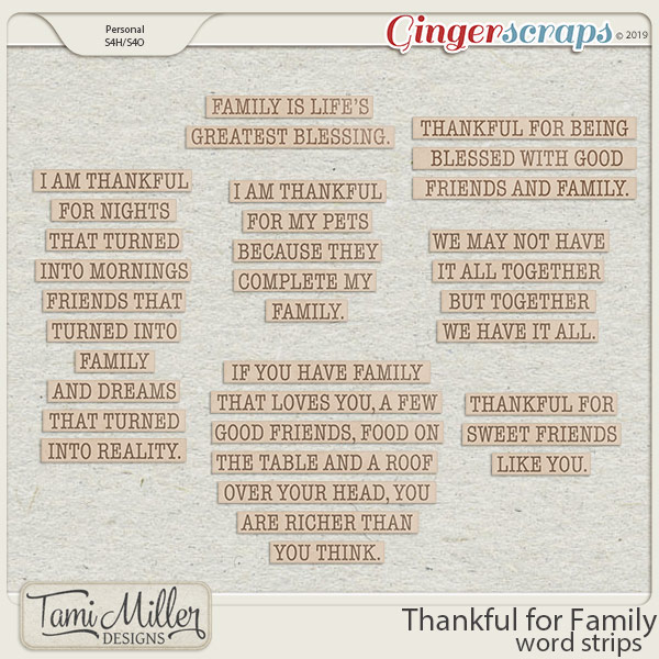 Thankful for Family Word Strips by Tami Miller Designs