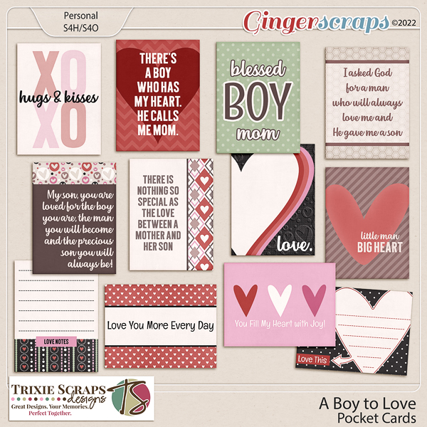 A Boy to Love Pocket Cards by Trixie Scraps Designs