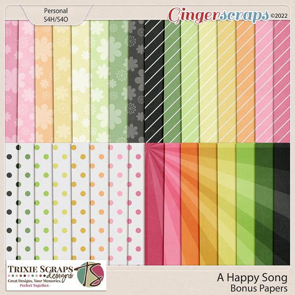 A Happy Song Bonus Papers by Trixie Scraps Designs