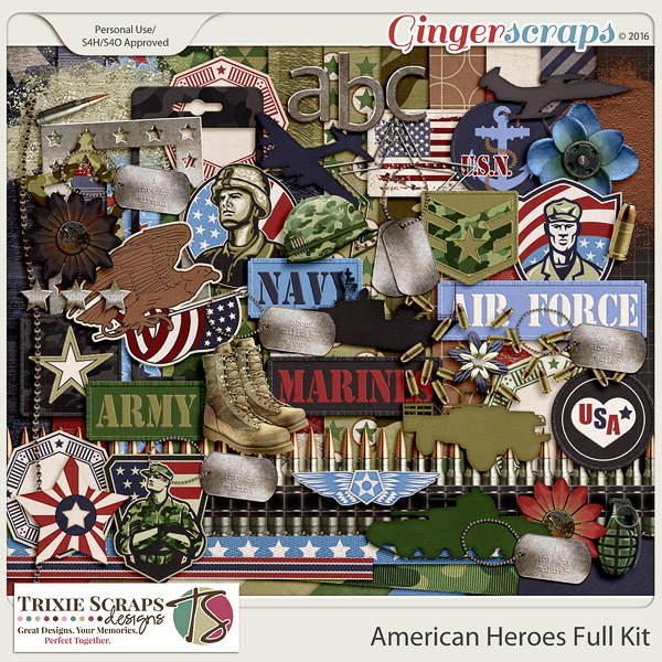 American Heroes Full Kit by Trixie Scraps Designs