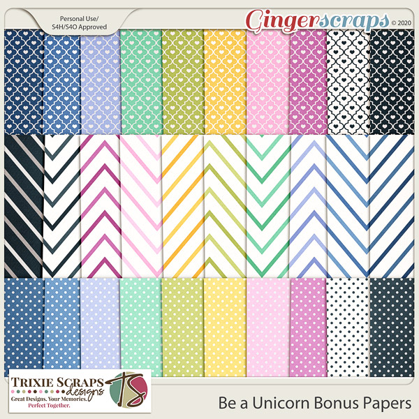 Be a Unicorn Bonus Papers by Trixie Scraps Designs