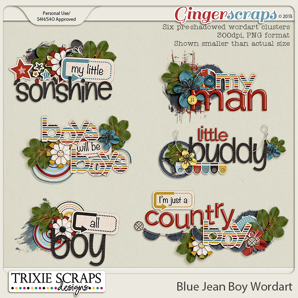 Blue Jean Boy Wordart by Trixie Scraps Designs