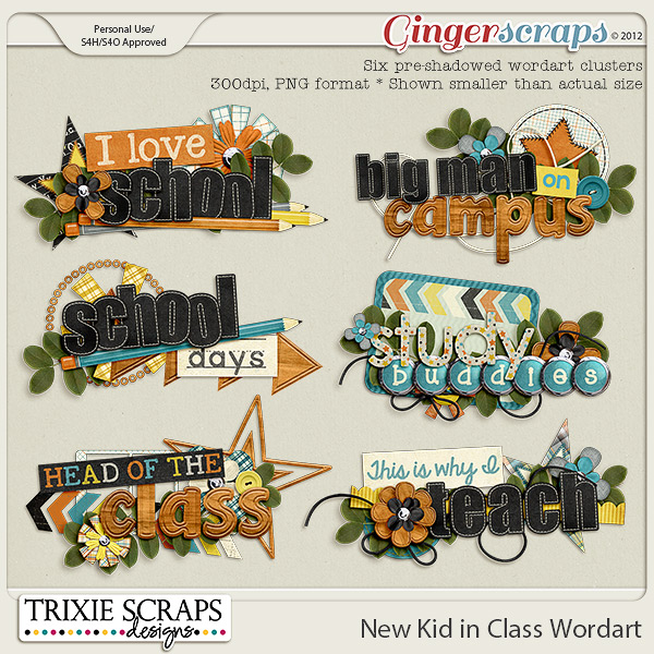 New Kid in Class Wordart by Trixie Scraps Designs