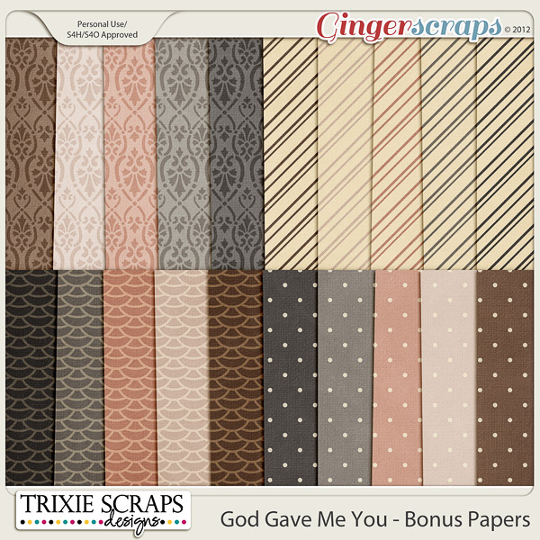 God Gave Me You Bonus Papers by Trixie Scraps Designs