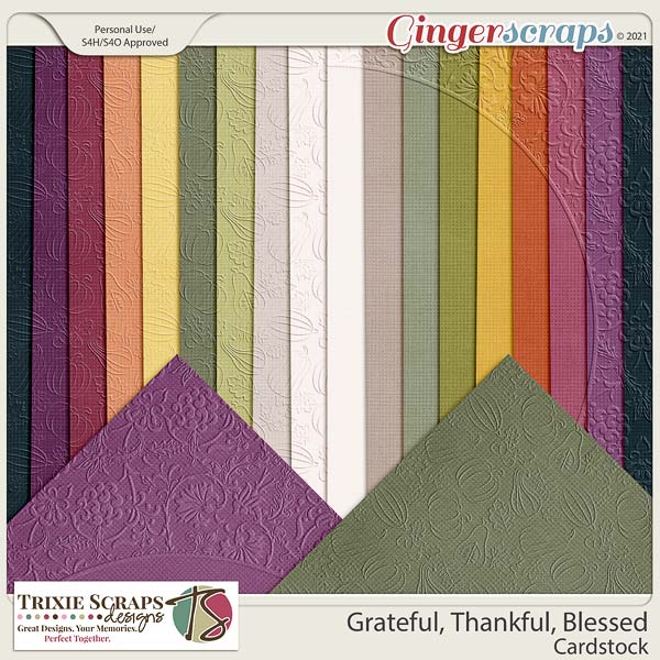 Grateful, Thankful, Blessed Cardstock by Trixie Scraps Designs