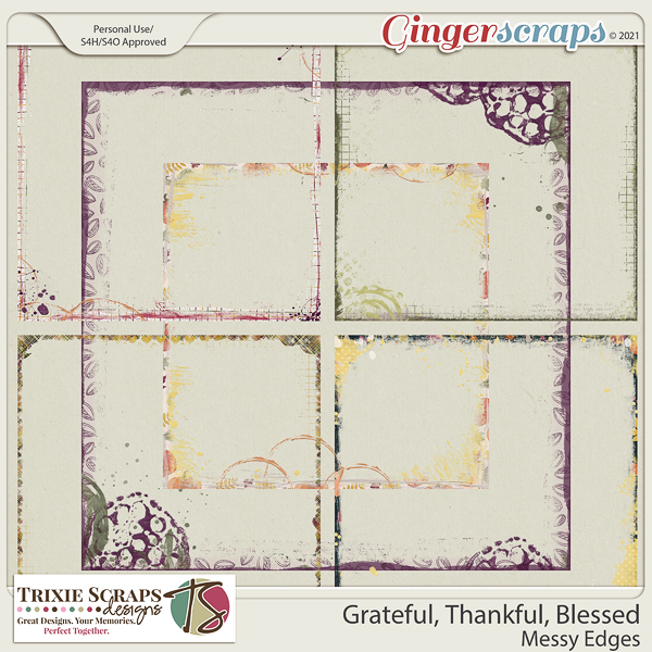 Grateful, Thankful, Blessed Messy Edges by Trixie Scraps Designs