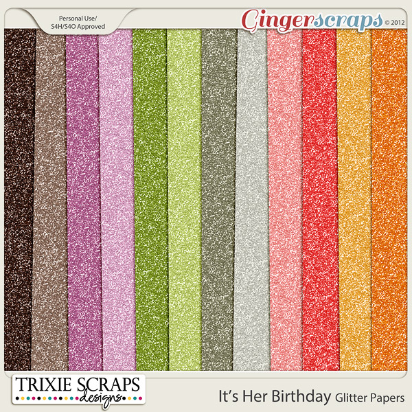 It's Her Birthday Glitter Papers by Trixie Scraps Designs