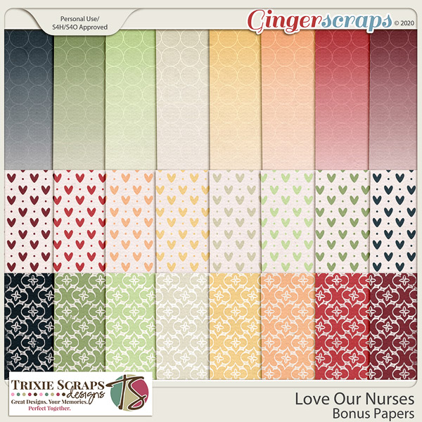 Love Our Nurses Bonus Papers by Trixie Scraps Designs