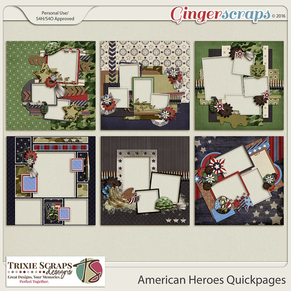 American Heroes Quickpages by Trixie Scraps Designs