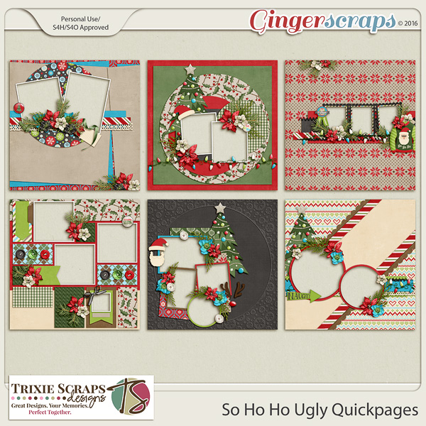 So Ho Ho Ugly Quickpages by Trixie Scraps Designs