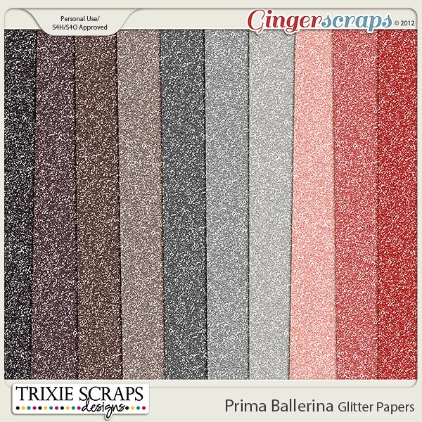 Prima Ballerina Glitter Papers by Trixie Scraps Designs