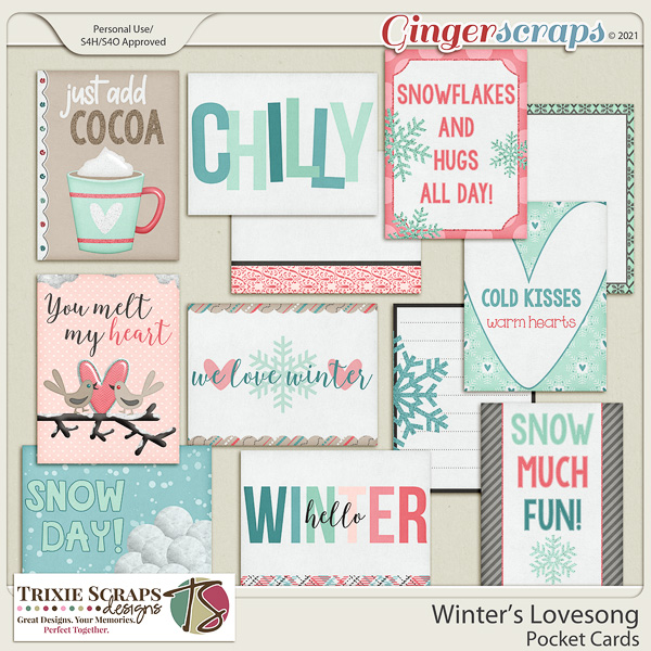 Winter's Lovesong Pocket Cards by Trixie Scraps Designs