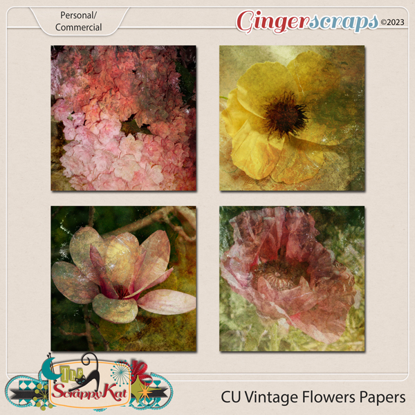 CU Vintage Flowers Papers by The Scrappy Kat