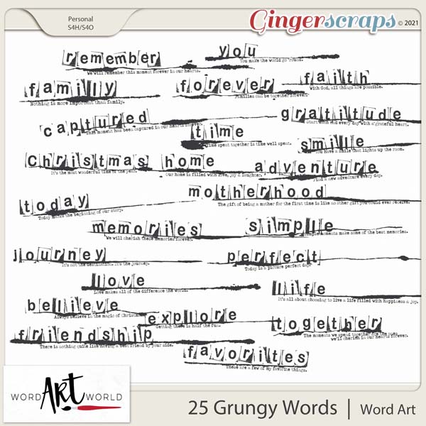 25 Grungy Words Word Art