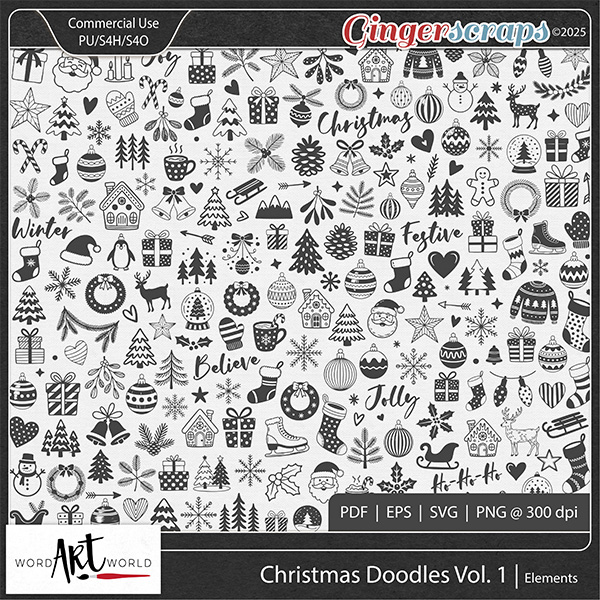 Christmas Doodles Vol 1 CU Elements
