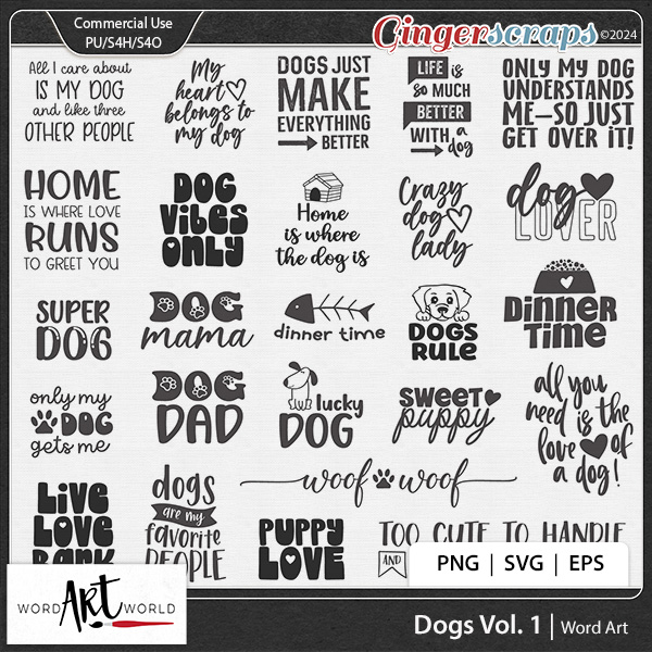 Dogs Vol 1 Word Art CU OK