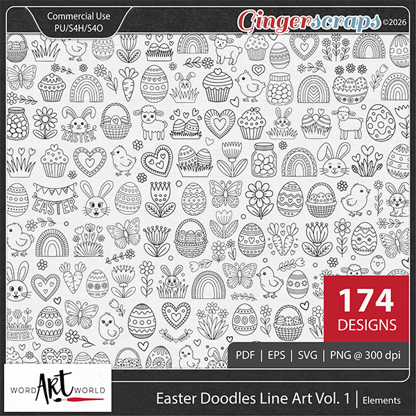 Easter Doodles Line Art Vol 1 