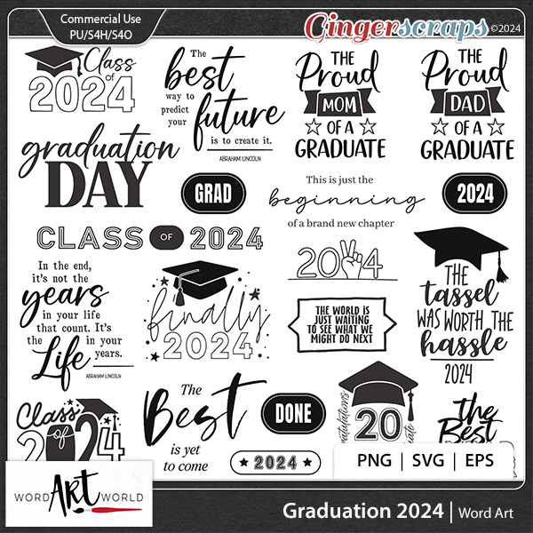 Graduation 2024 Word Art CU OK