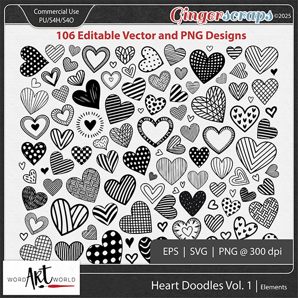 Heart Doodles Vol 1 CU Elements
