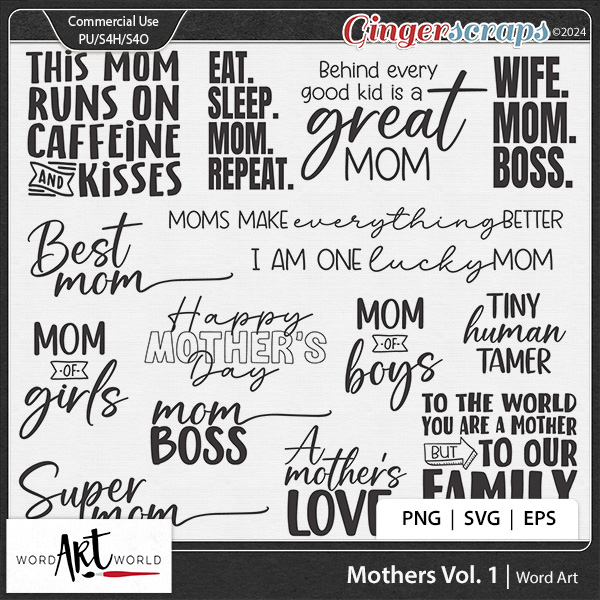 Mothers Vol 1 Word Art CU OK