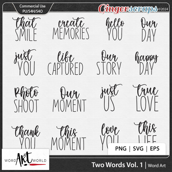 Two Words Vol 1 Word Art CU OK