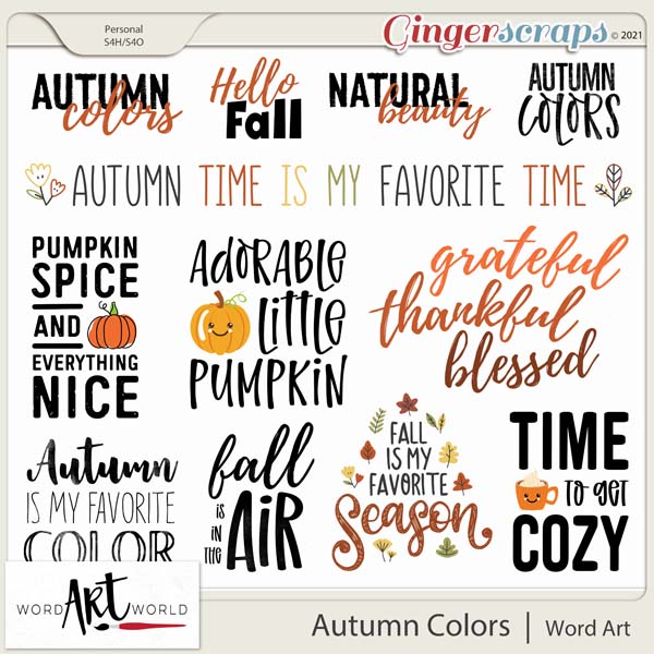 Autumn Colors Word Art