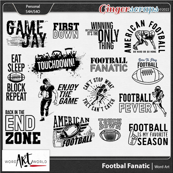 Football Fanatic Word Art