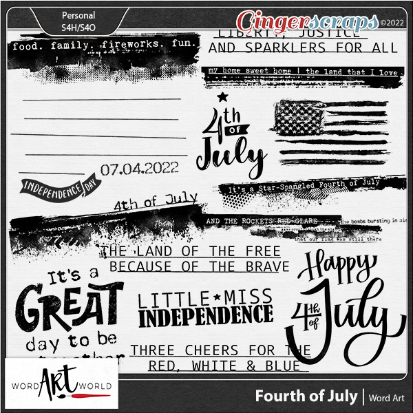 Fourth of July Word Art