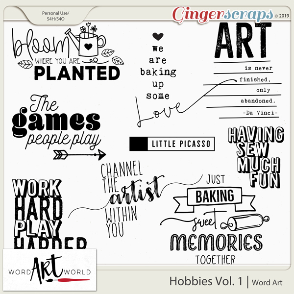 Hobbies Vol. 1 Word Art