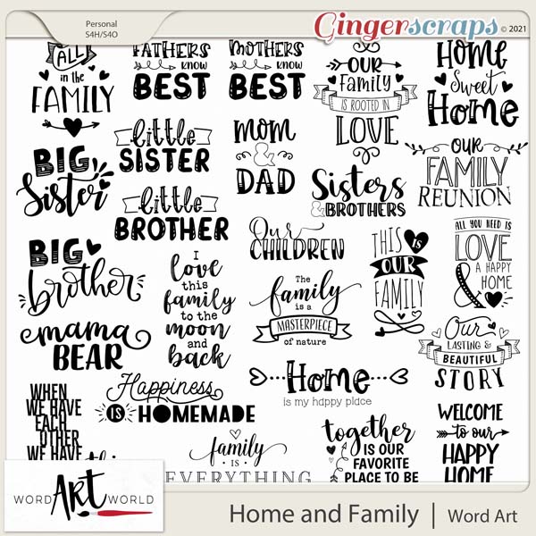 Home and Family Word Art