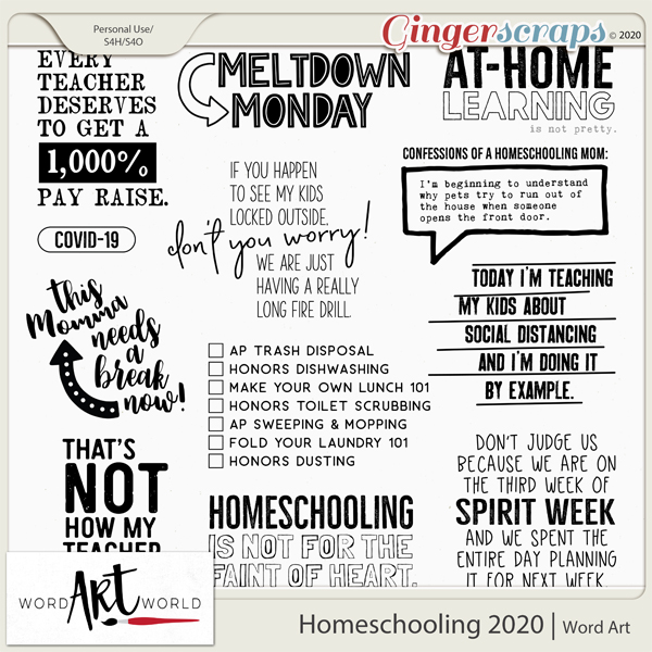 Homeschooling 2020 Word Art