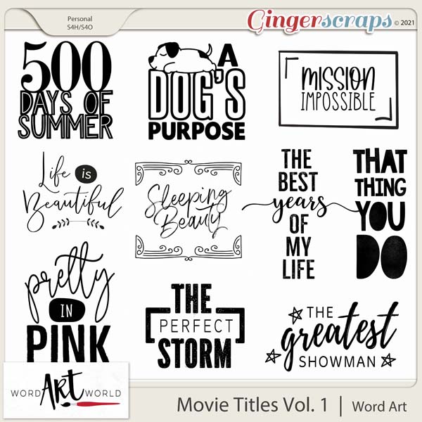 Movie Titles Vol. 1 Word Art