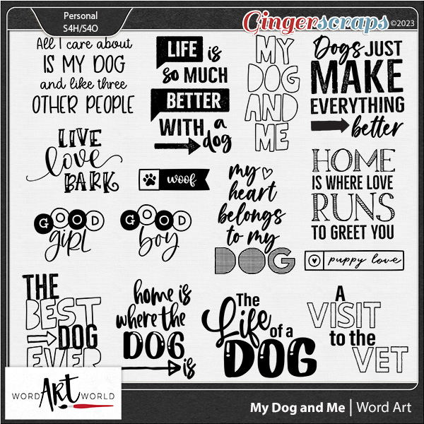 My Dog and Me Word Art