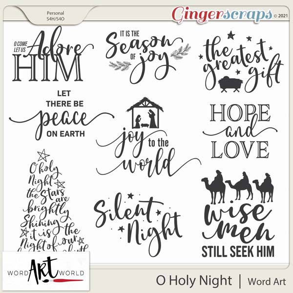 O Holy Night Word Art
