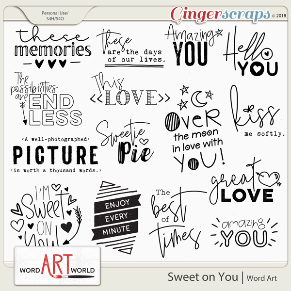 Sweet on You Word Art Pack created by Word Art World
