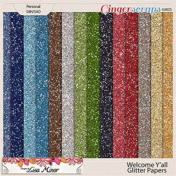Welcome Y'all Glitter Papers from Designs by Lisa Minor